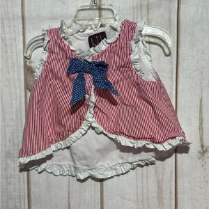 Lil Cactus Toddler Girl Patriotic Americana Button Up Sleeveless Shirt‎ Size 2T